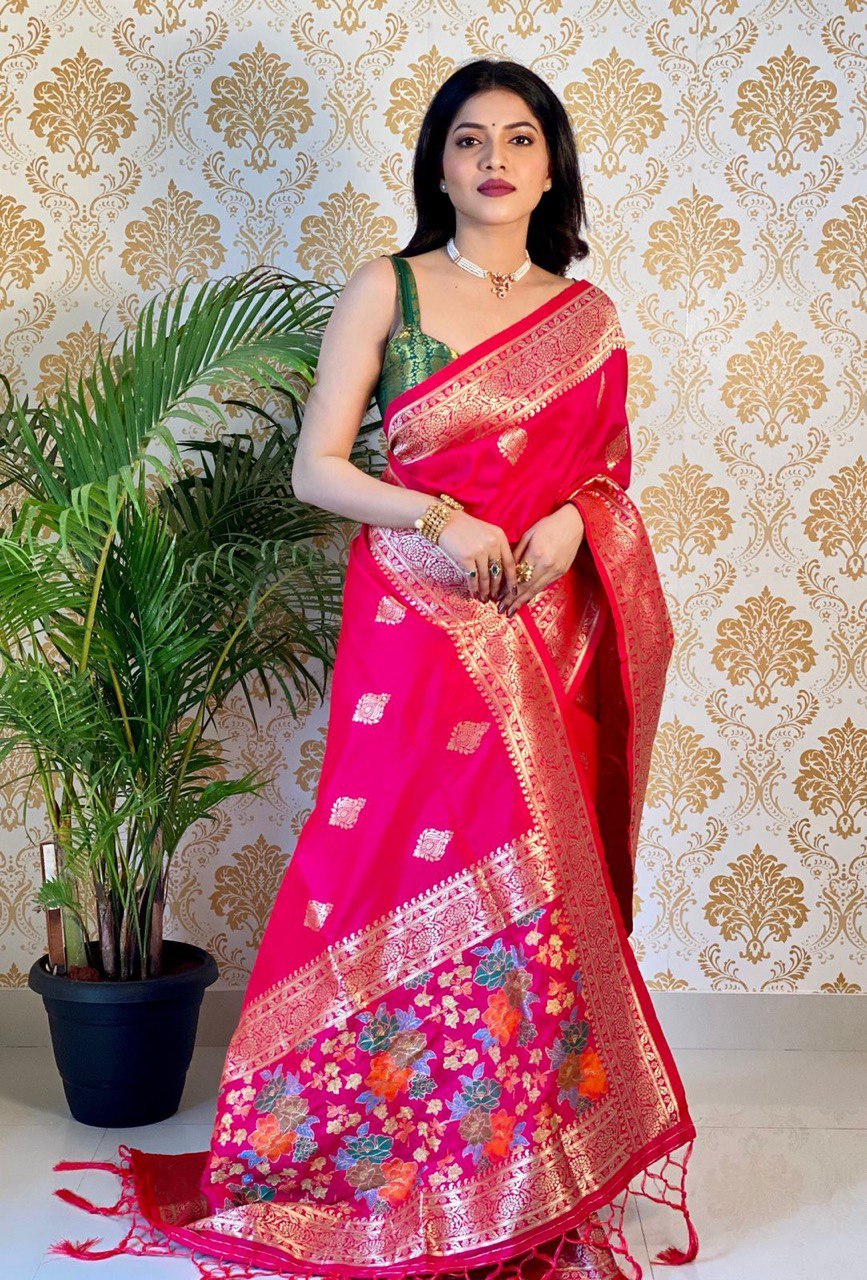Zari Woven Kanjivaram Silk by Icultuer with Jacquard Work