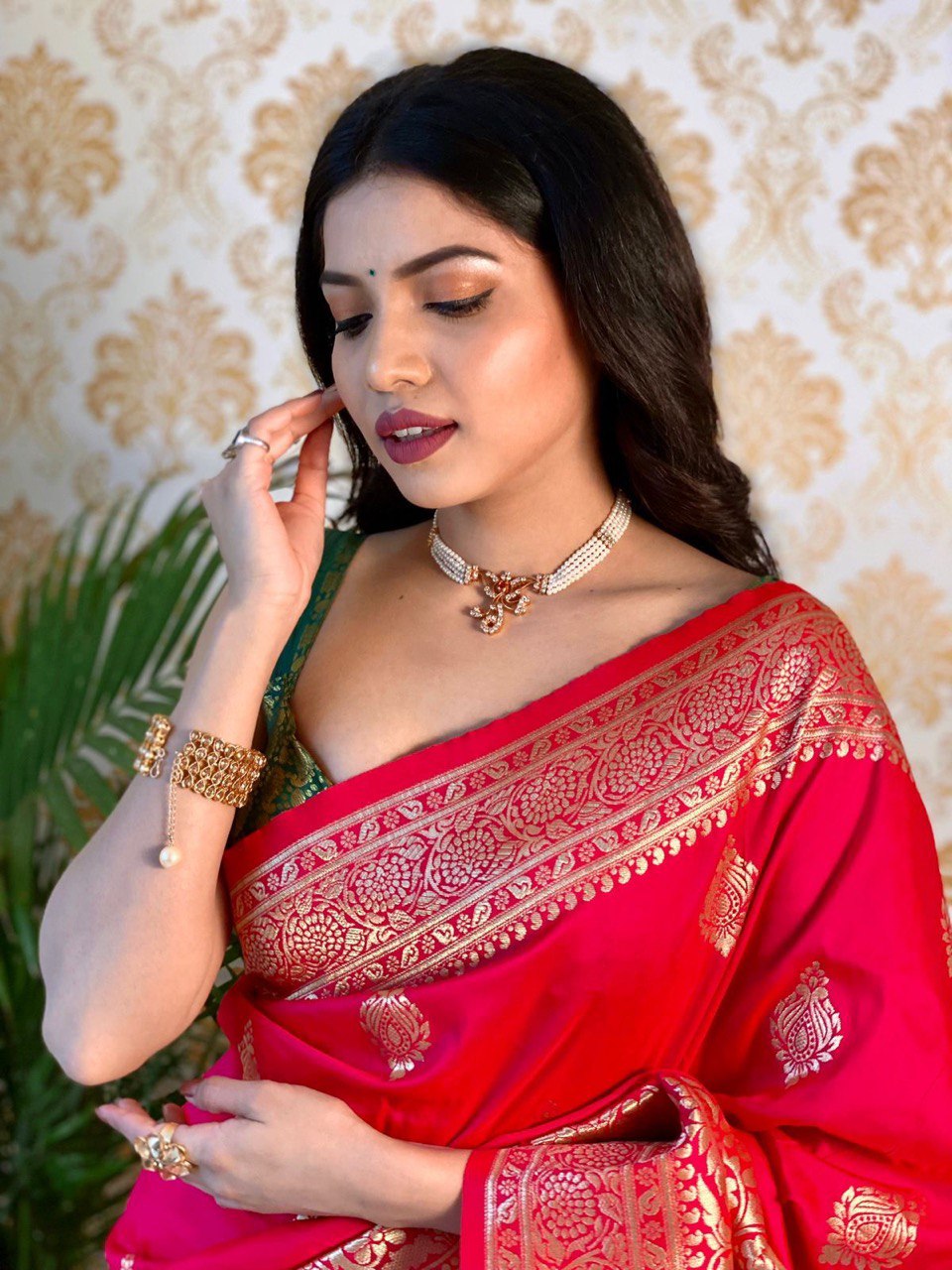 Zari Woven Kanjivaram Silk by Icultuer with Jacquard Work