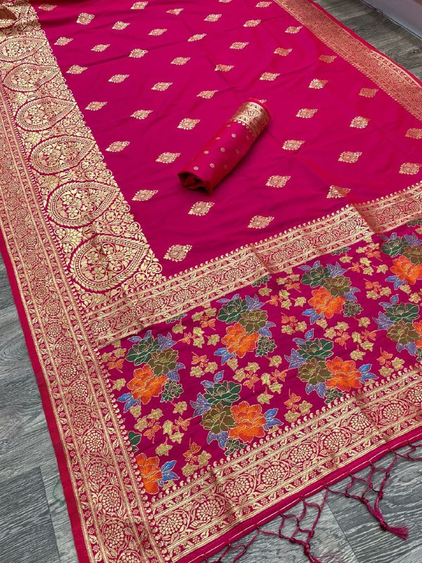 Zari Woven Kanjivaram Silk by Icultuer with Jacquard Work