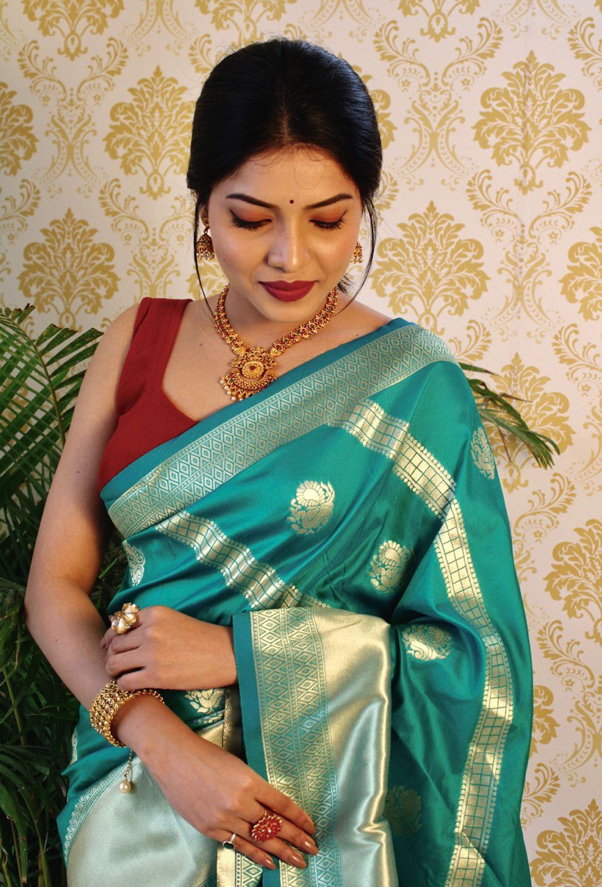 Wedding Wear Zari Woven Pure Banarasi Soft Silk by Icultuer