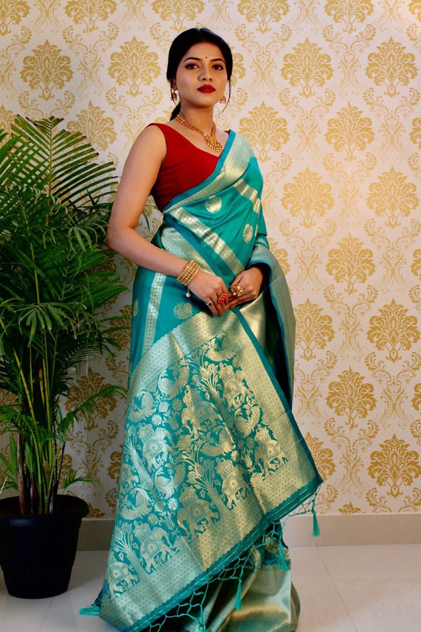 Wedding Wear Zari Woven Pure Banarasi Soft Silk by Icultuer