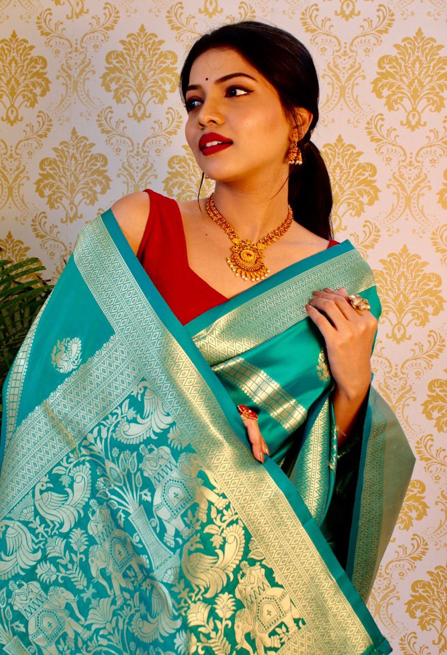 Wedding Wear Zari Woven Pure Banarasi Soft Silk by Icultuer