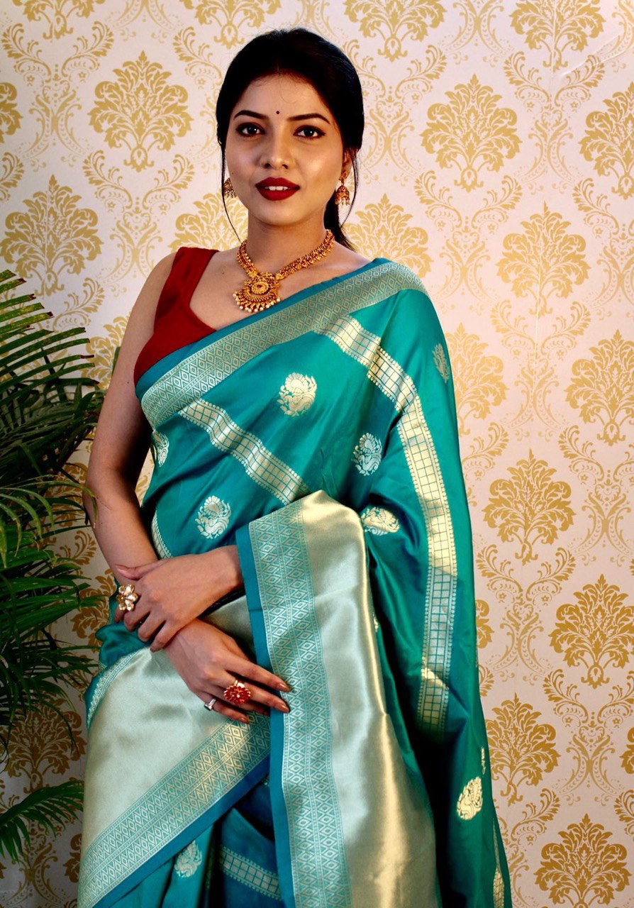 Wedding Wear Zari Woven Pure Banarasi Soft Silk by Icultuer