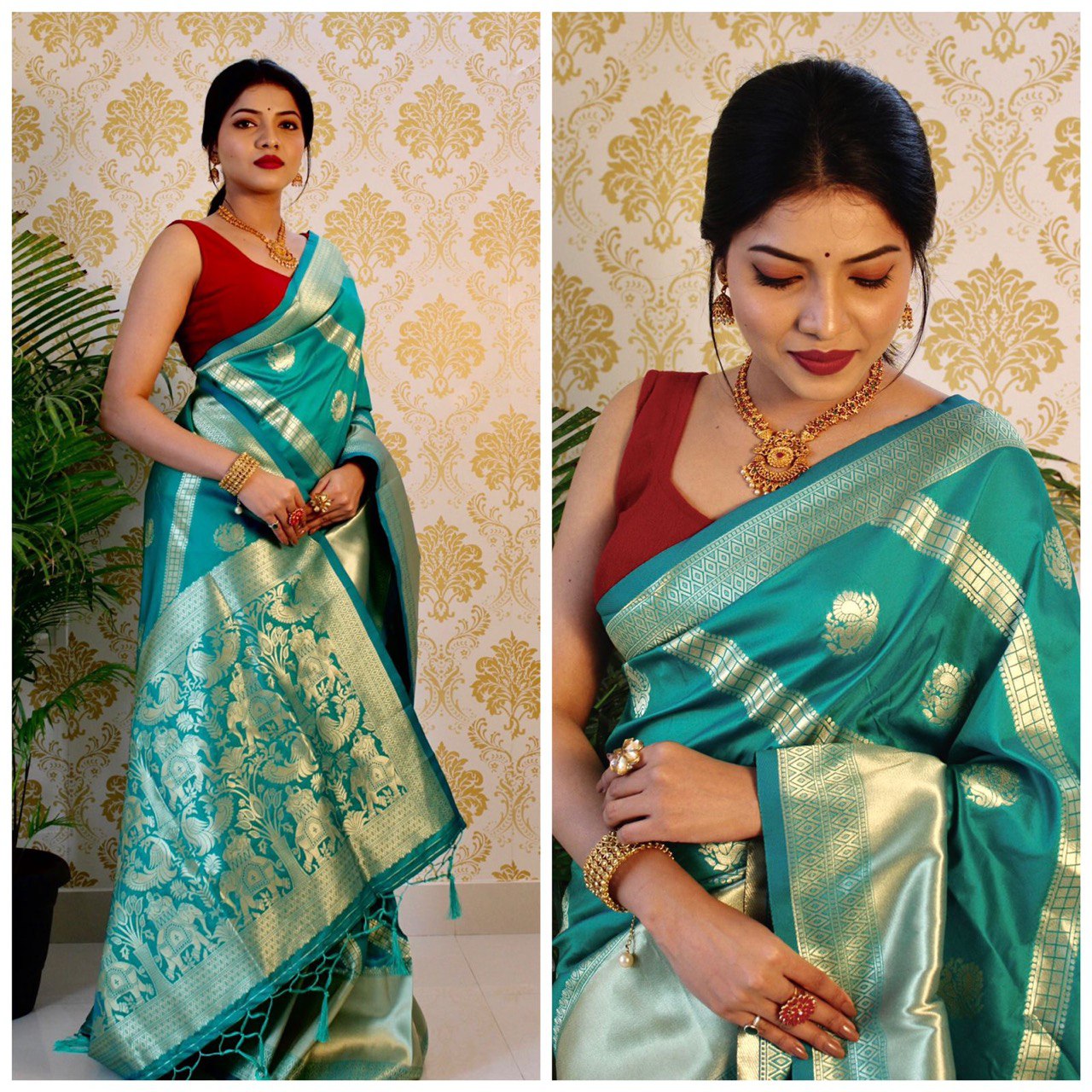 Wedding Wear Zari Woven Pure Banarasi Soft Silk by Icultuer