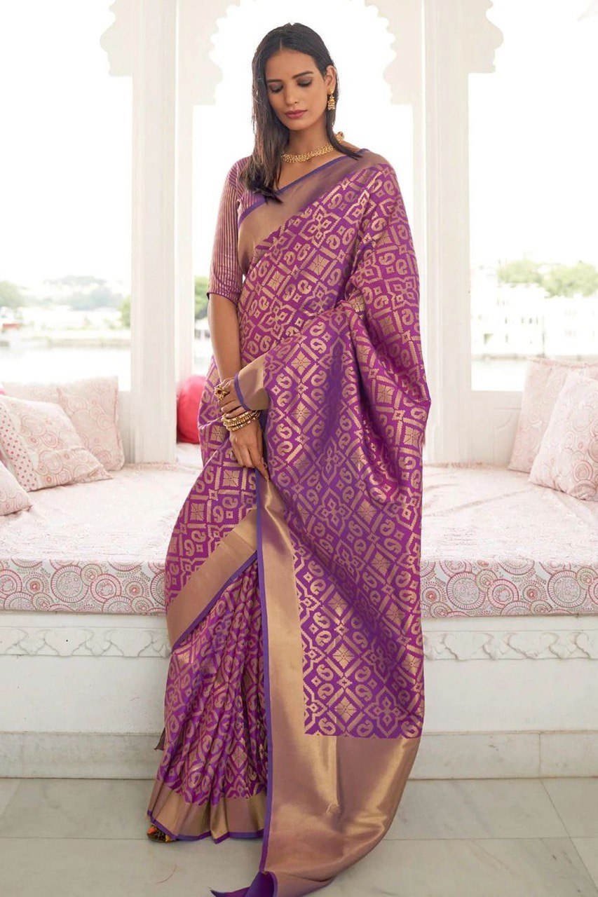 Zari Woven Kanjivaram Jacquard Soft Silk by Icultuer