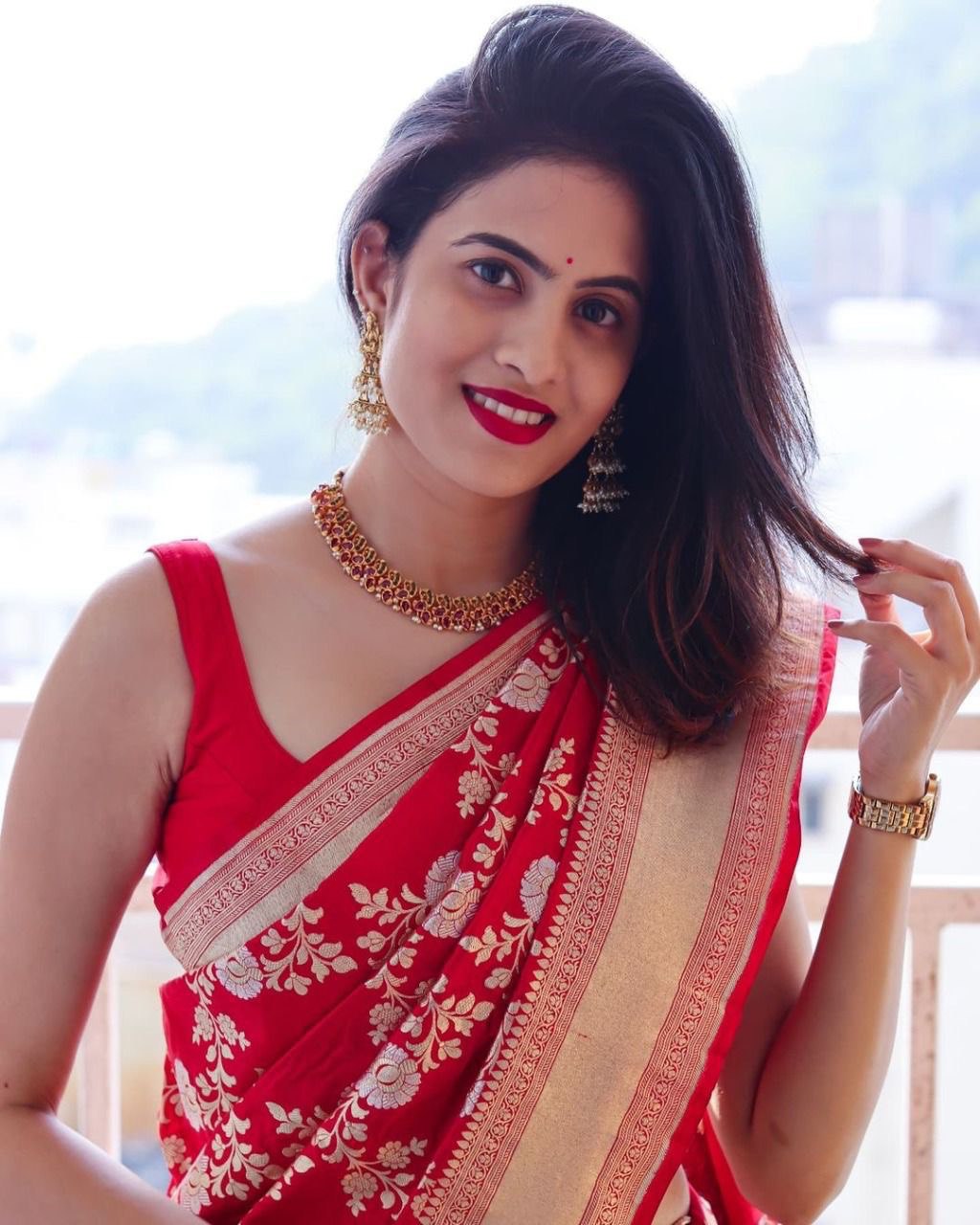 Red Kanjivaram Pure Silk Jacquard by Icultuer