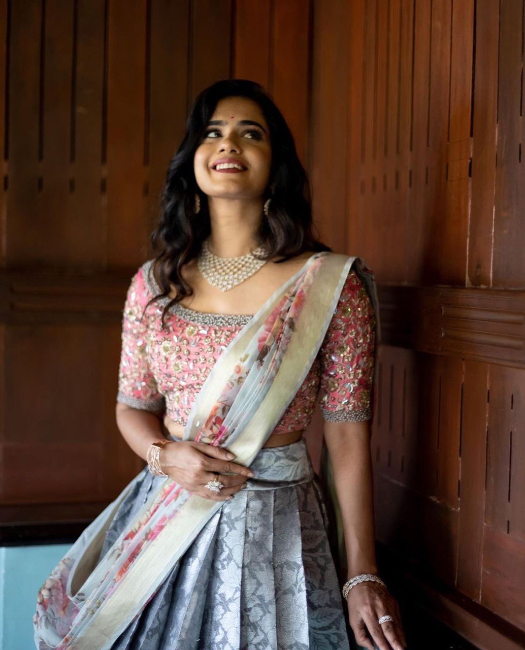 Trending Kanjivaram Pure Silk Half by Icultuer & blouse along with Dupatta