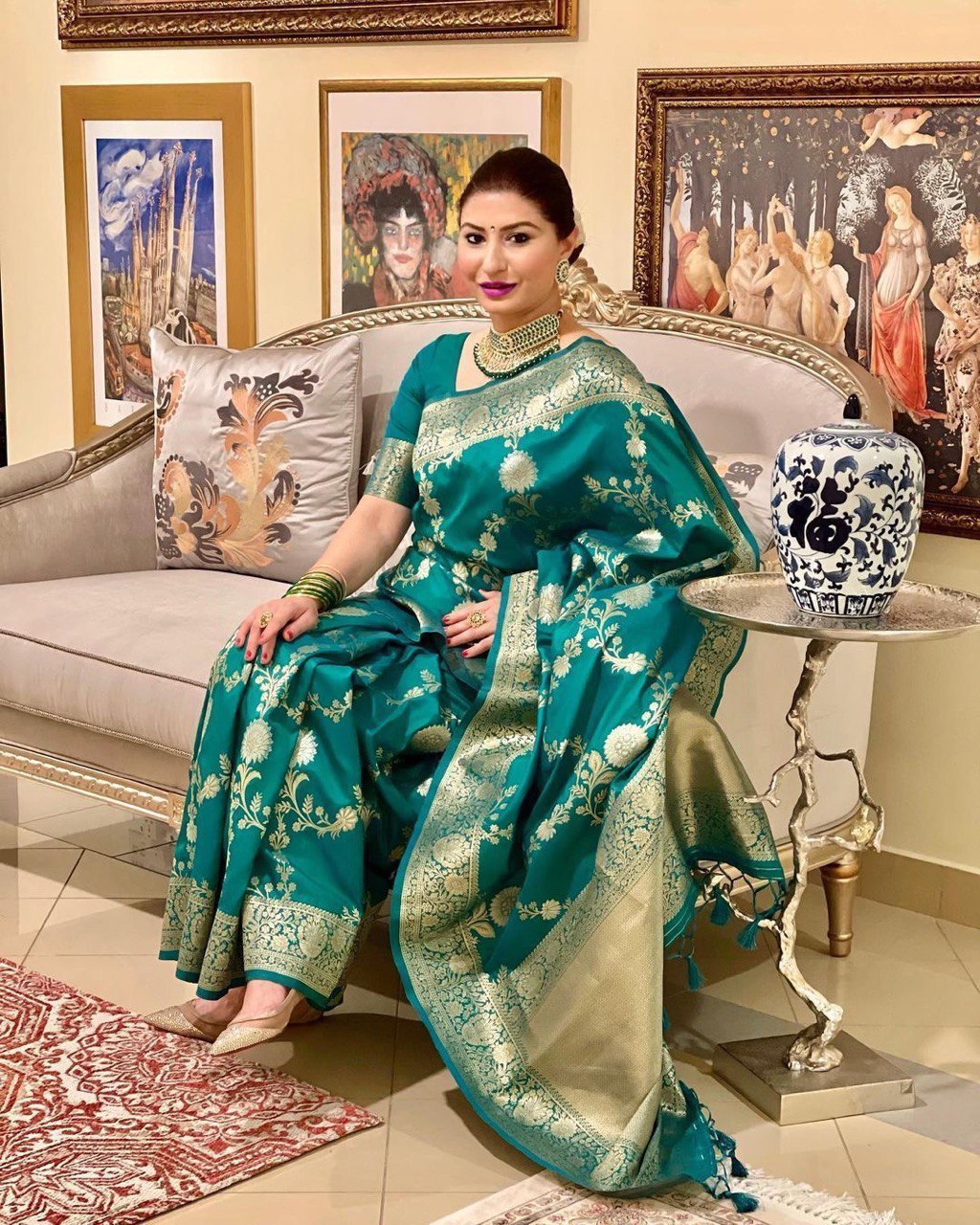 Green Zari Woven Design Kanjivaram Pure Art Silk by Icultuer