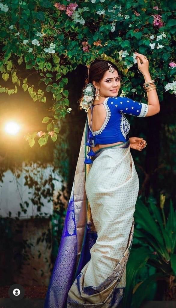 Cream Woven Design Kanjivaram Soft Silk by Icultuer