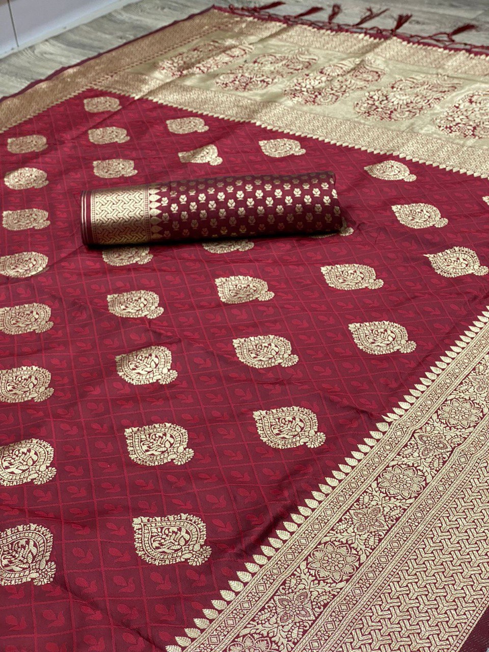 Maroon Digital Printed Kanjivaram Jacquard Art Silk by Icultuer