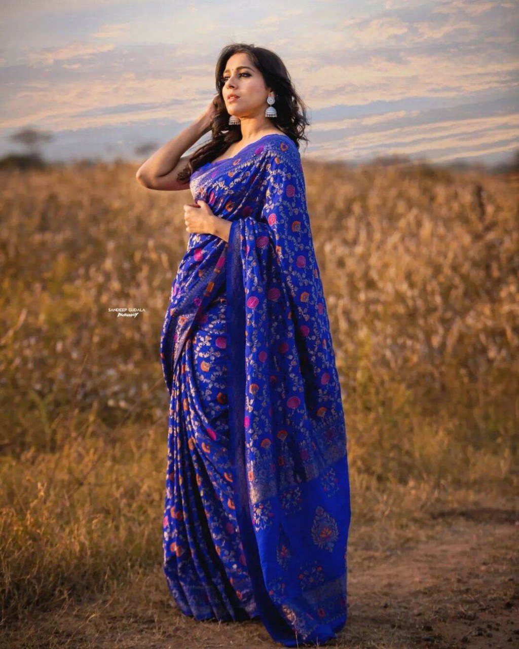 Party Wear Blue Fully Zari Weaving Kanjivaram Silk by Icultuer