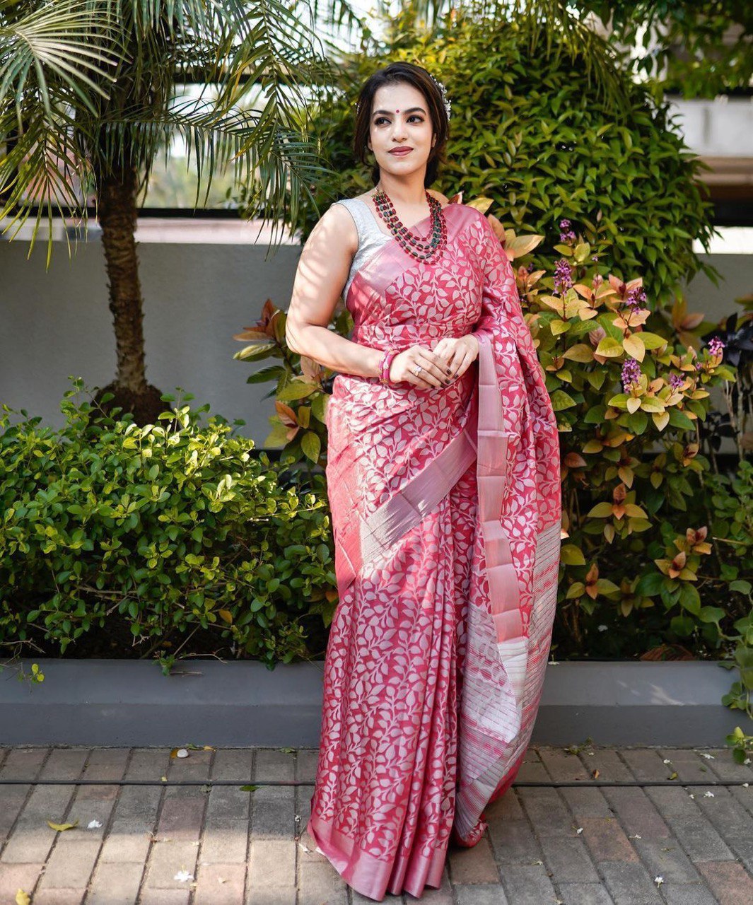 Pink Soft Lichi Silk Pure Paithani Jacquard Work by Icultuer