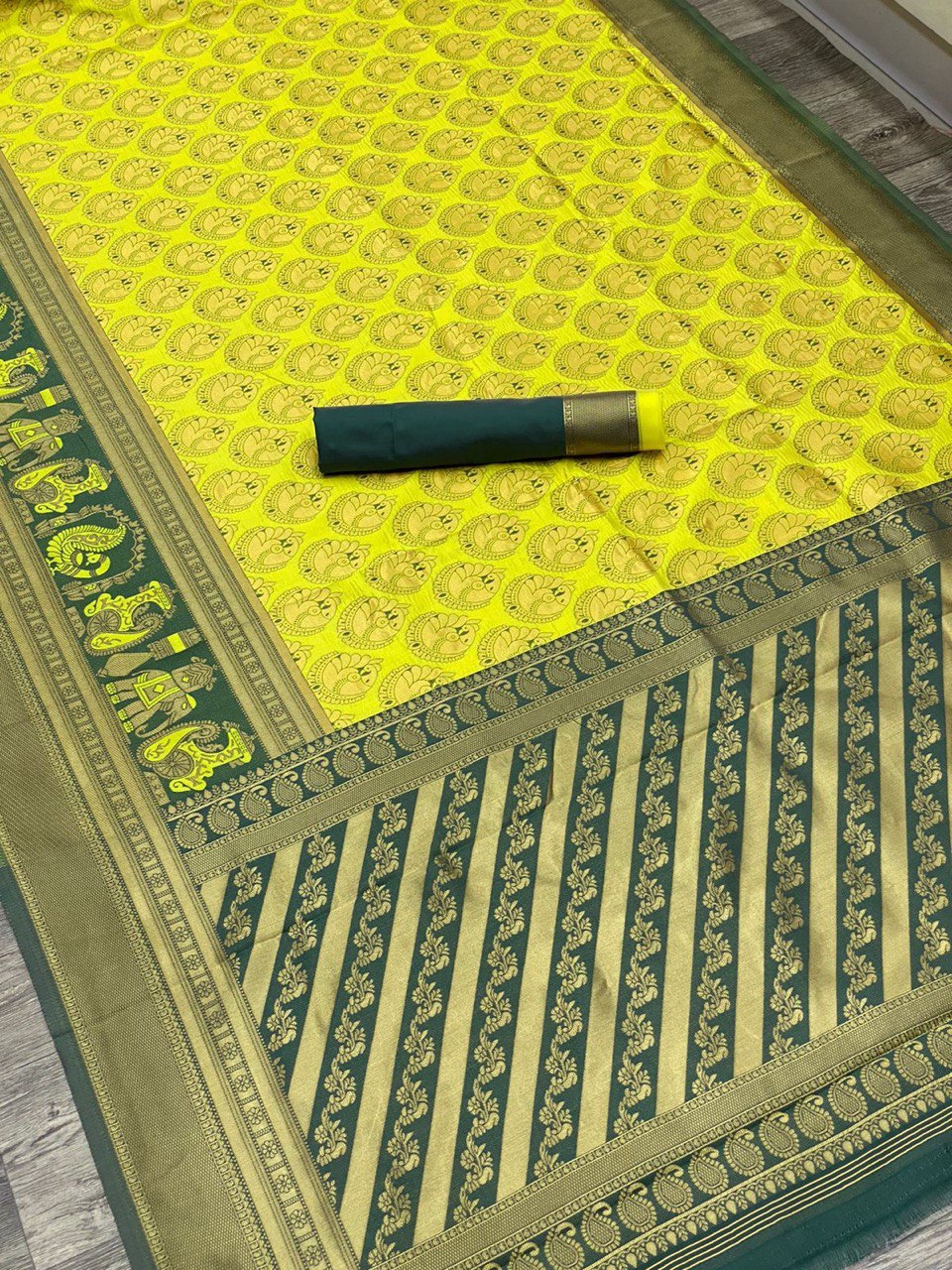 Peacock Woven Design Kanjivaram Soft Silk by Icultuer