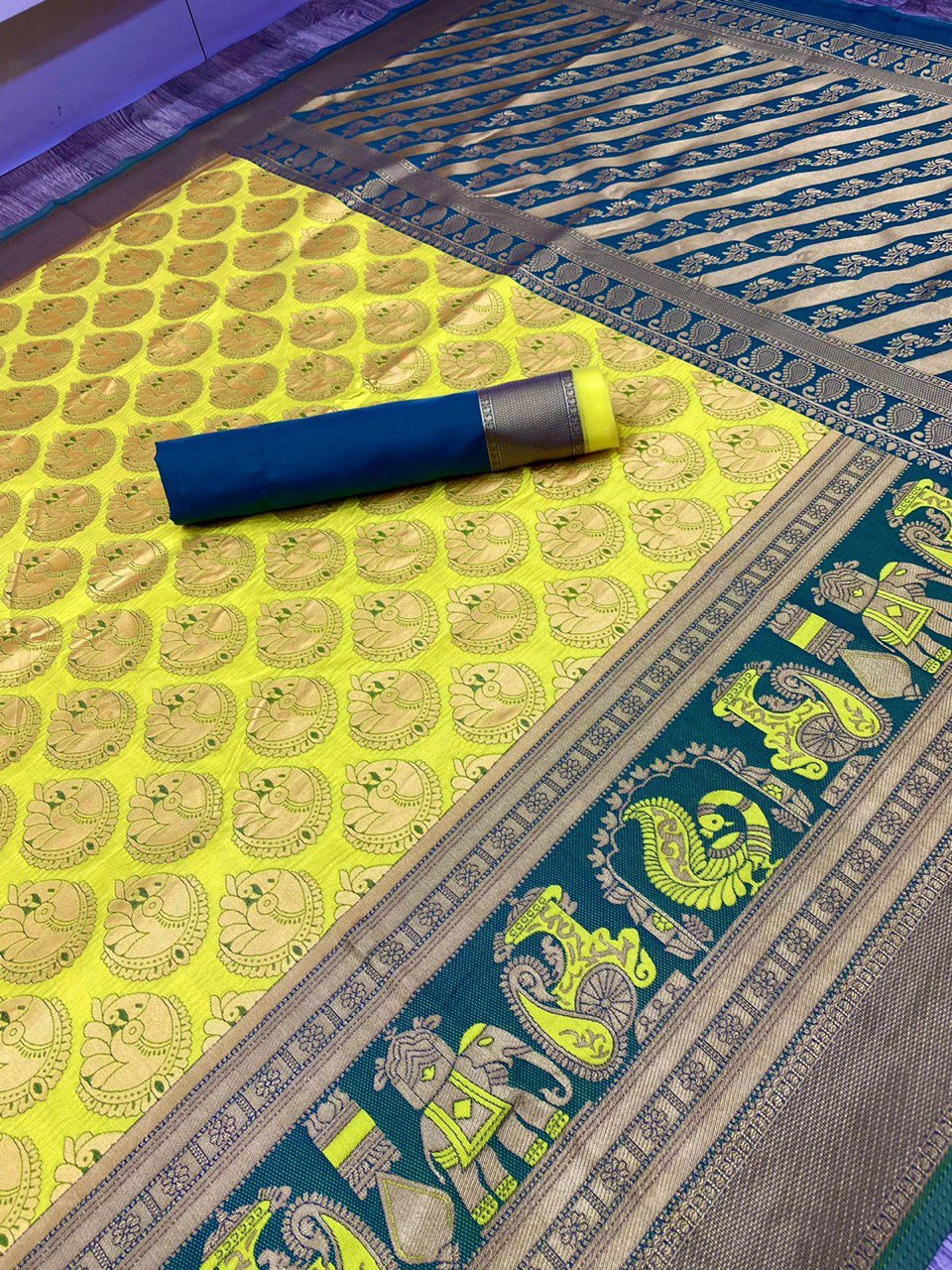 Peacock Woven Design Kanjivaram Soft Silk by Icultuer