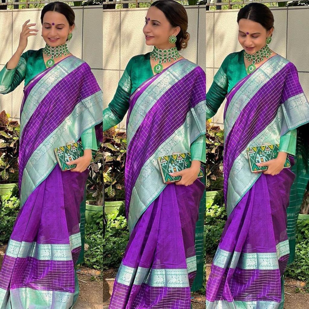 Purple Woven Design Soft Silk by Icultuer