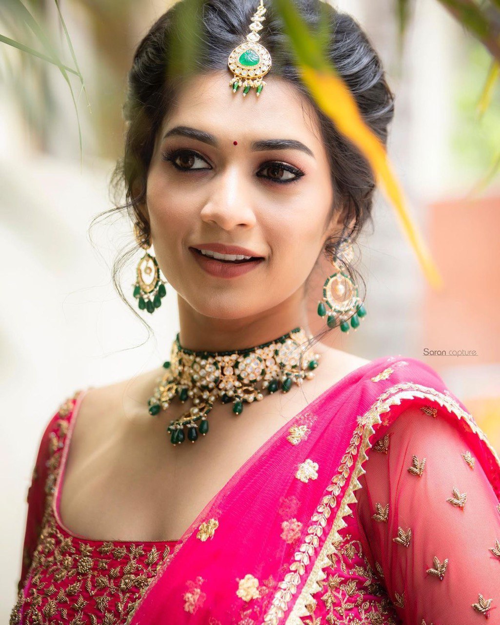 Pink & Green Kanjivaram Pure Silk by Icultuer & Blouse with Dupatta