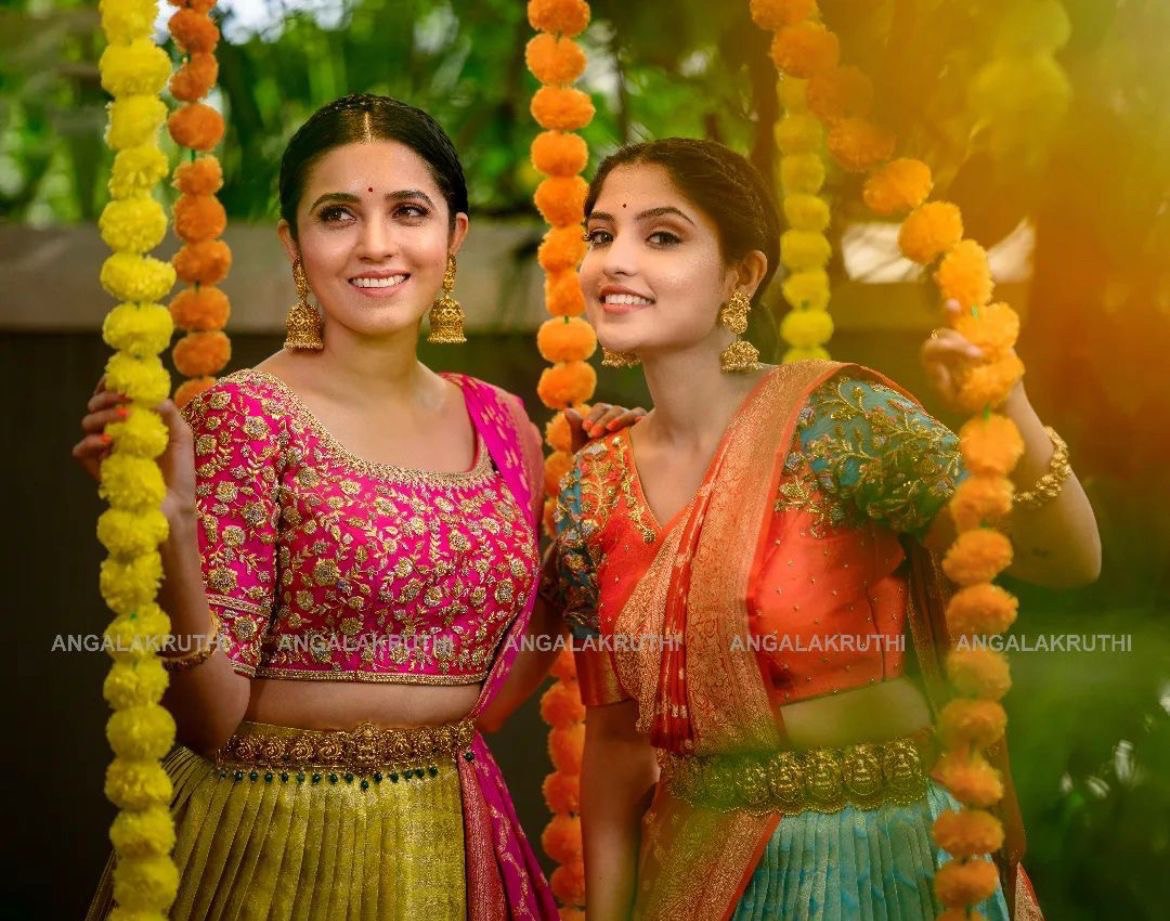 Blue & Green Zari Embroidered Lehenga Choli for Wedding