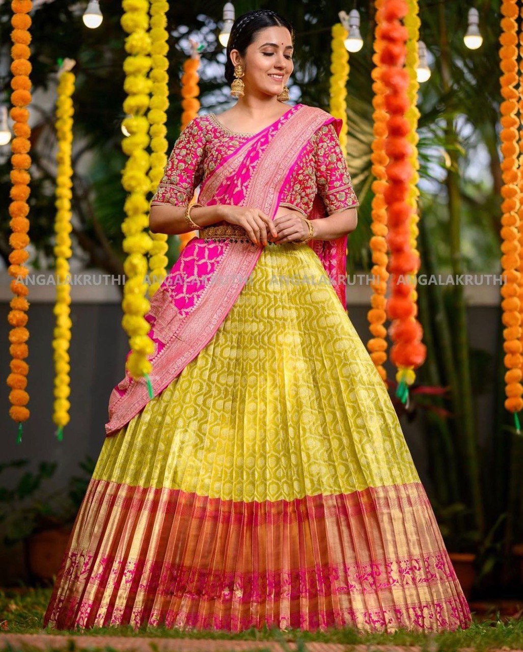 Blue & Green Zari Embroidered Lehenga Choli for Wedding