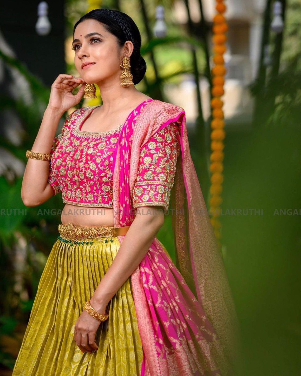 Blue & Green Zari Embroidered Lehenga Choli for Wedding