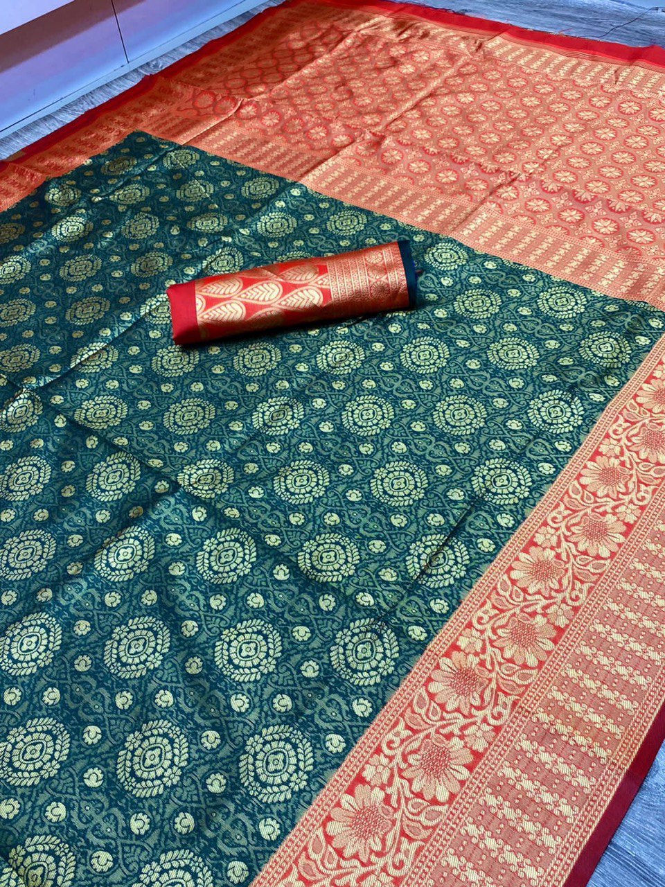 Green Embellished Kanjivaram Pure Silk by Icultuer