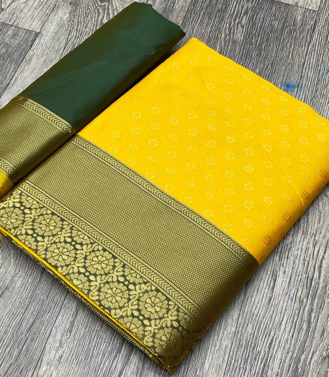 Yellow Digital Printed Kanjivaram Jacquard by Icultuer