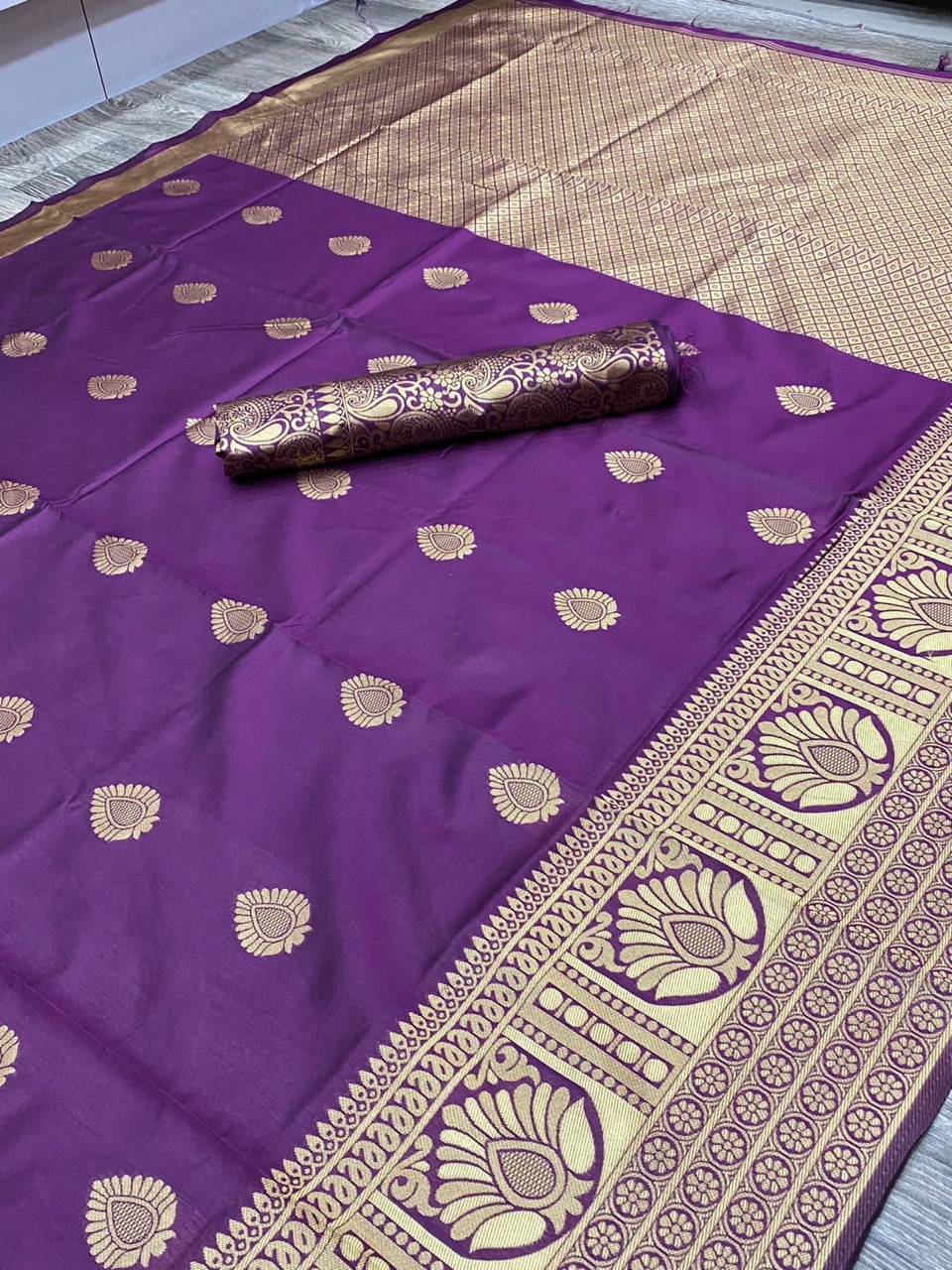Purple Zari Woven Kanjivaram Pure Silk by Icultuer
