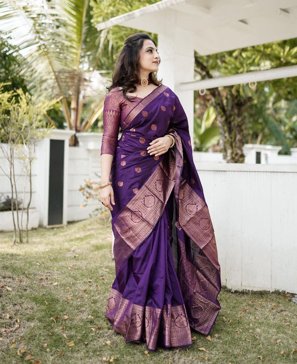 Purple Kanjivaram Jacquard Art Silk by Icultuer