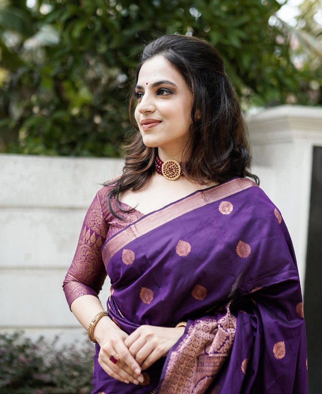 Purple Kanjivaram Jacquard Art Silk by Icultuer