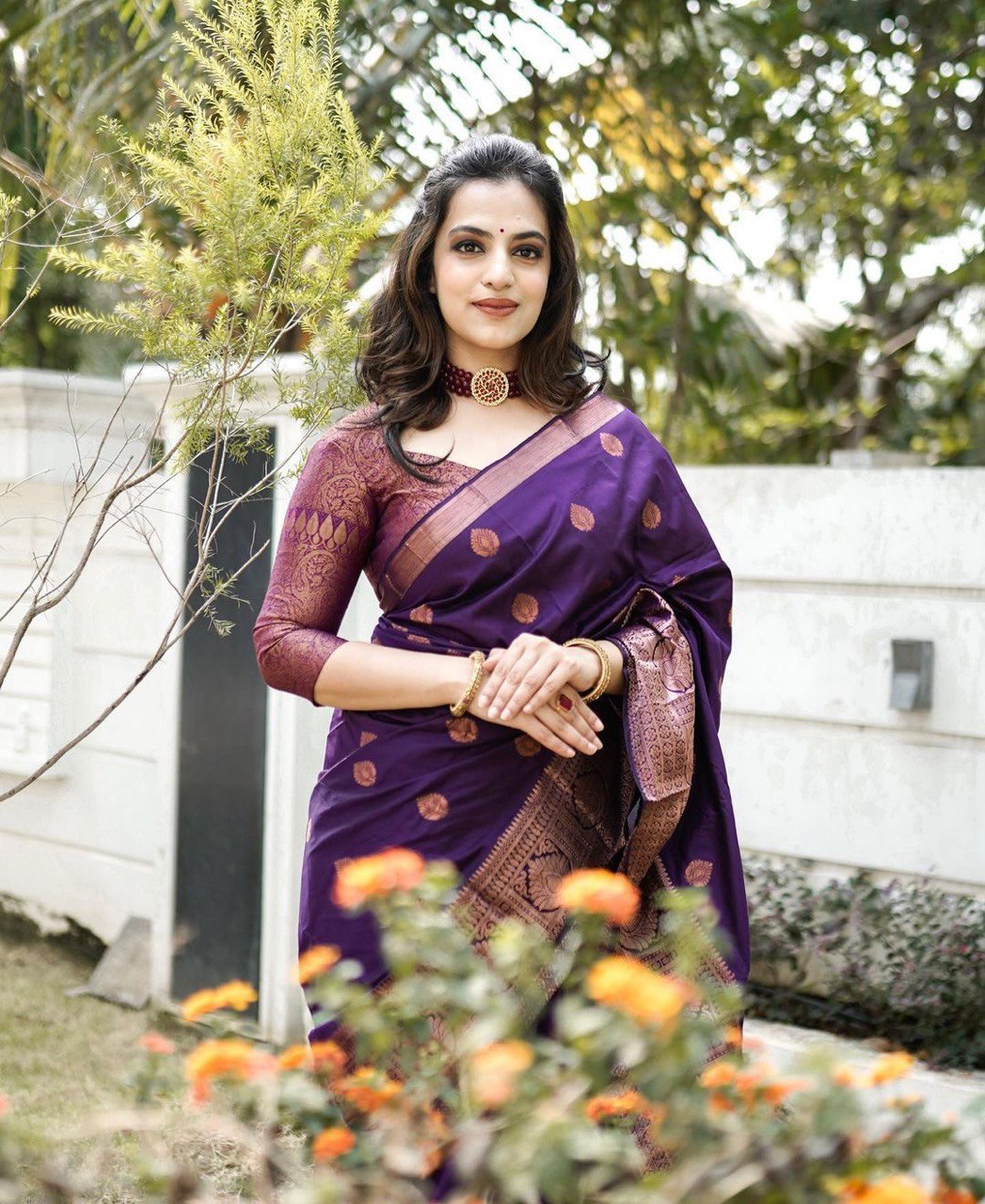 Purple Zari Woven Kanjivaram Pure Silk by Icultuer