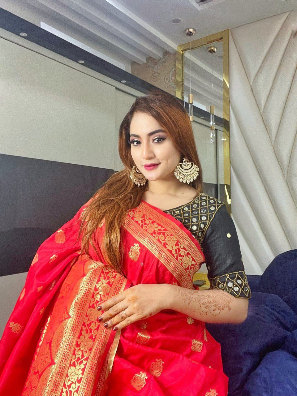 Red Zari Woven Design Soft Silk Kanjivaram Jacquard by Icultuer