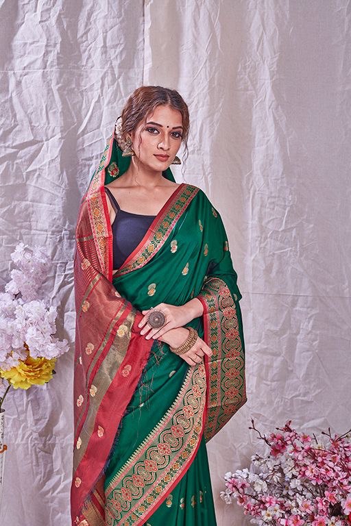 Green Self Design Kanjivaram Jacquard Art Silk by Icultuer