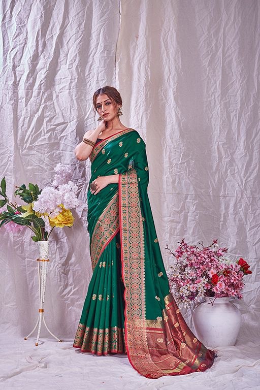 Green Self Design Kanjivaram Jacquard Art Silk by Icultuer