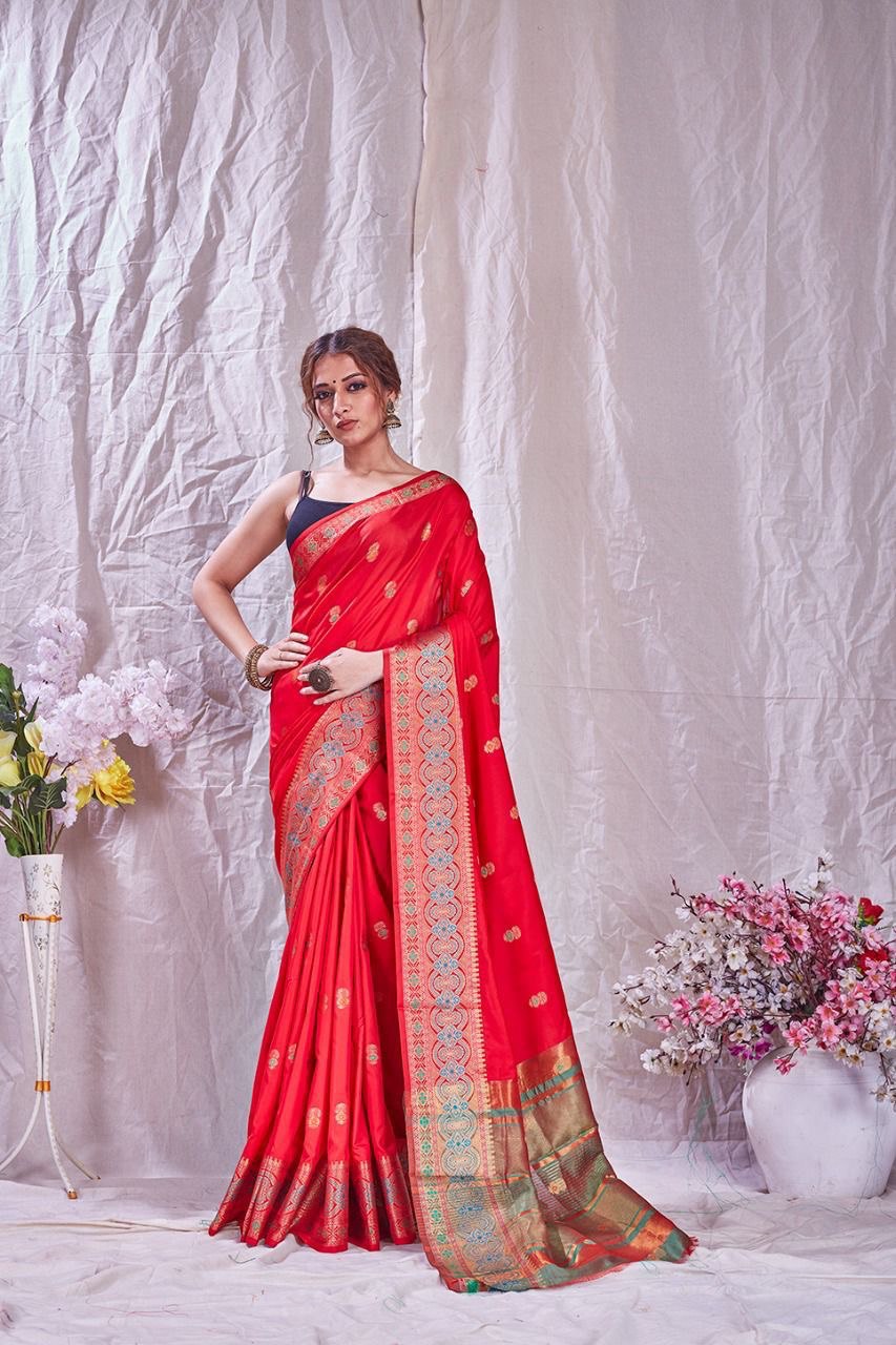 Designer Soft Silk Kanjivaram Jacquard by Icultuer for Women's
