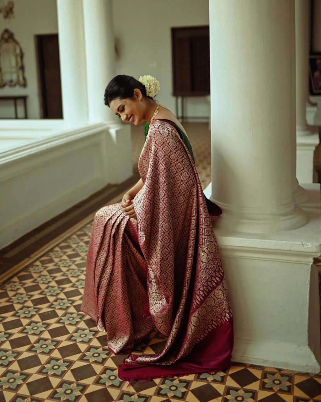 Red Zari Woven Pure Silk Kanjivaram by Icultuer