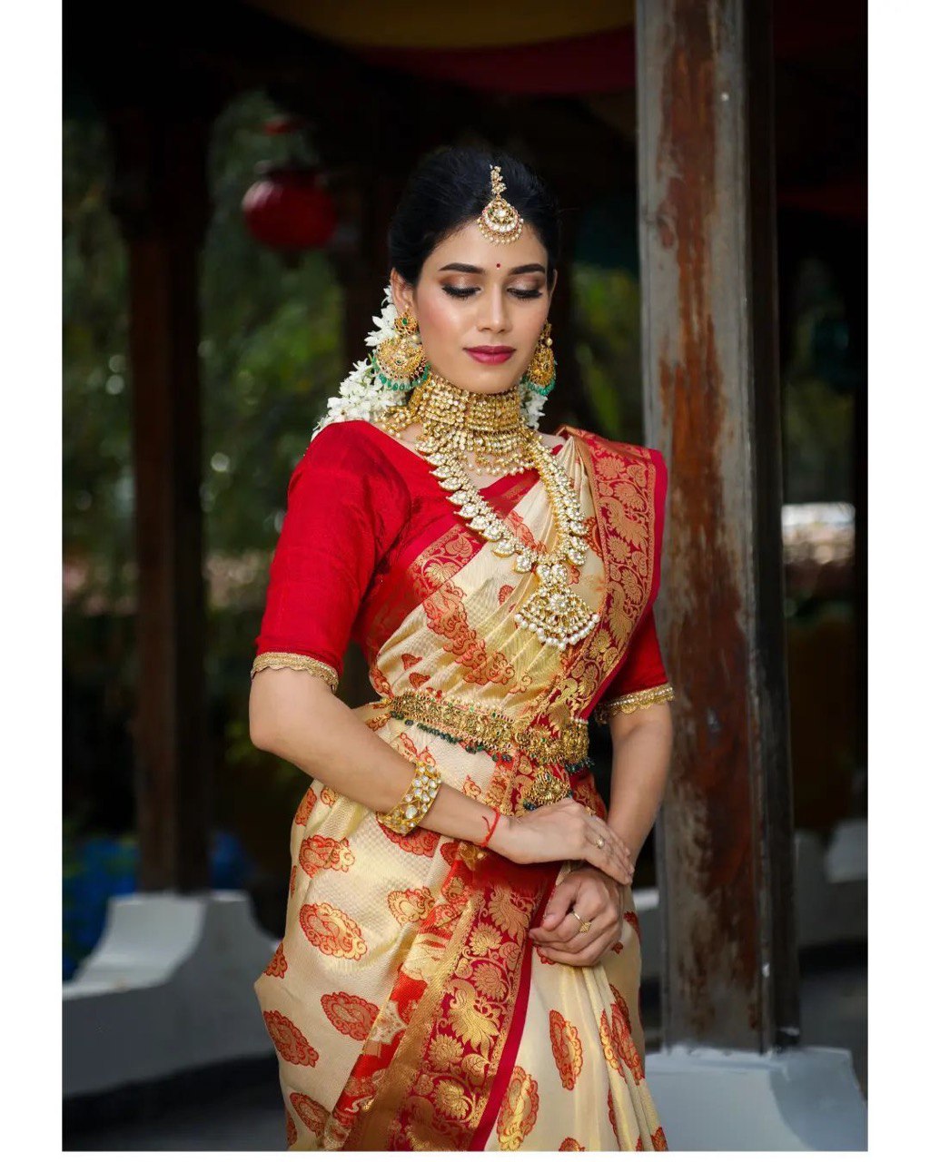 Woven Paithani Jacquard, Art Silk by Icultuer  (Multicolor)