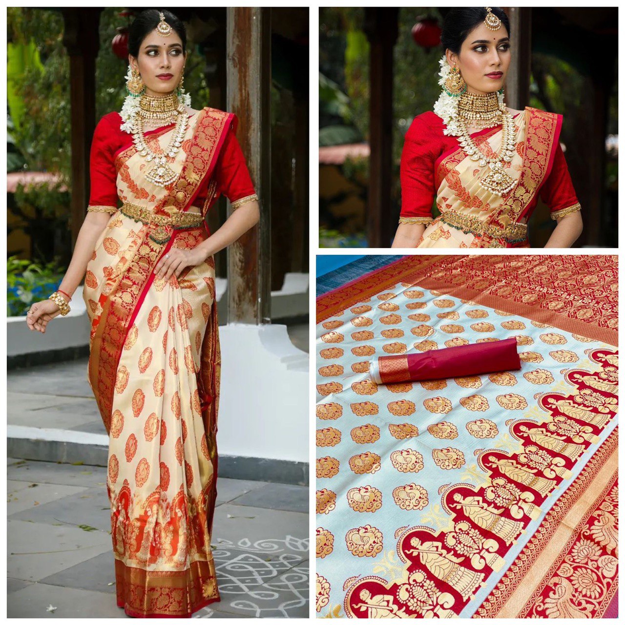 Woven Paithani Jacquard, Art Silk by Icultuer  (Multicolor)