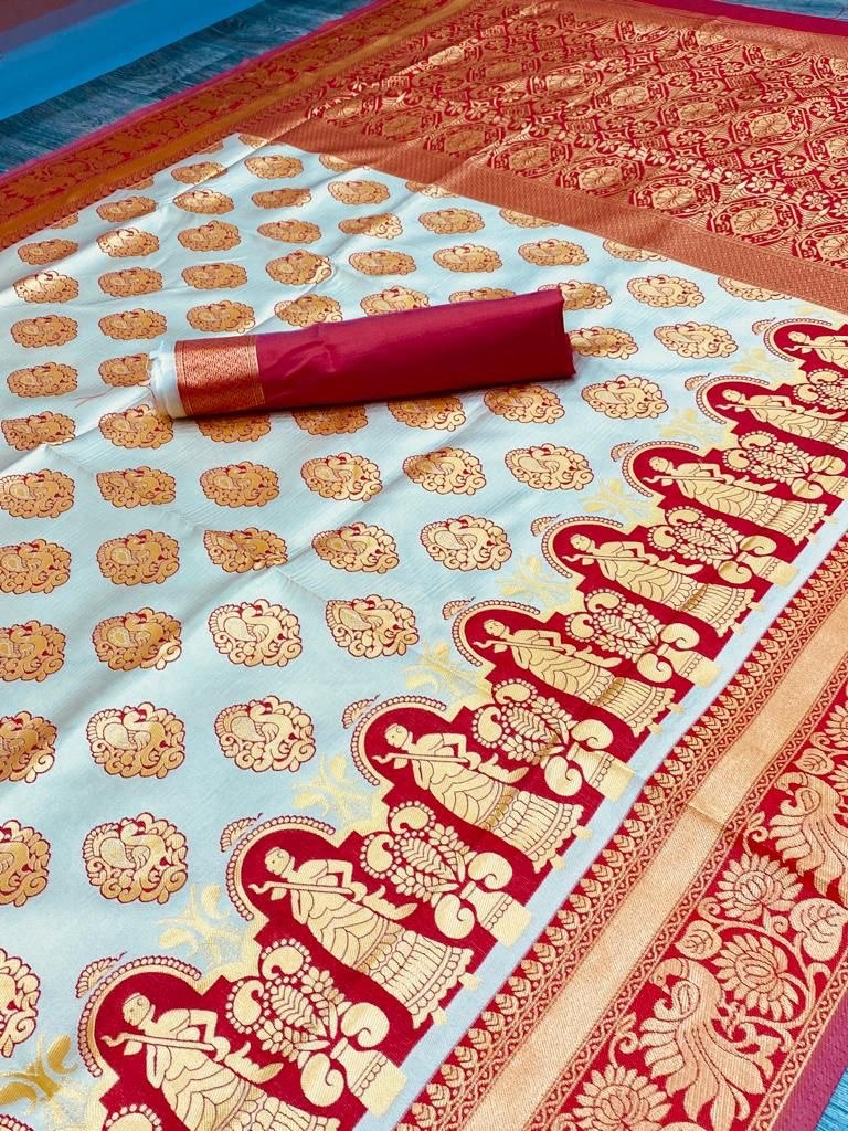 Woven Paithani Jacquard, Art Silk by Icultuer  (Multicolor)