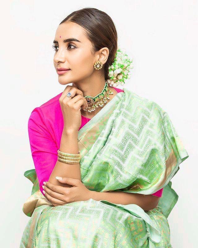 Light Green Soft Silk Banarasi Jacquard Cotton by Icultuer