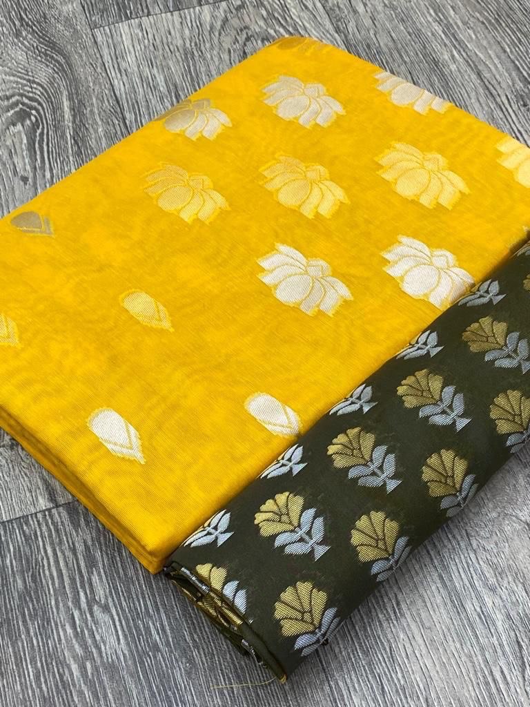 Beautiful Yellow Mangalagiri Linen Silk by Icultuer