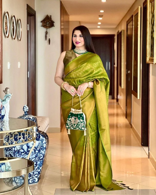 Green Festival Special Banarasi Soft Silk by Icultuer