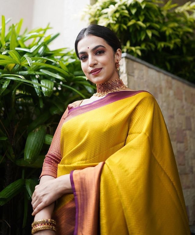 Yellow Self Design Zari Weaving Pure Jacquard Silk by Icultuer