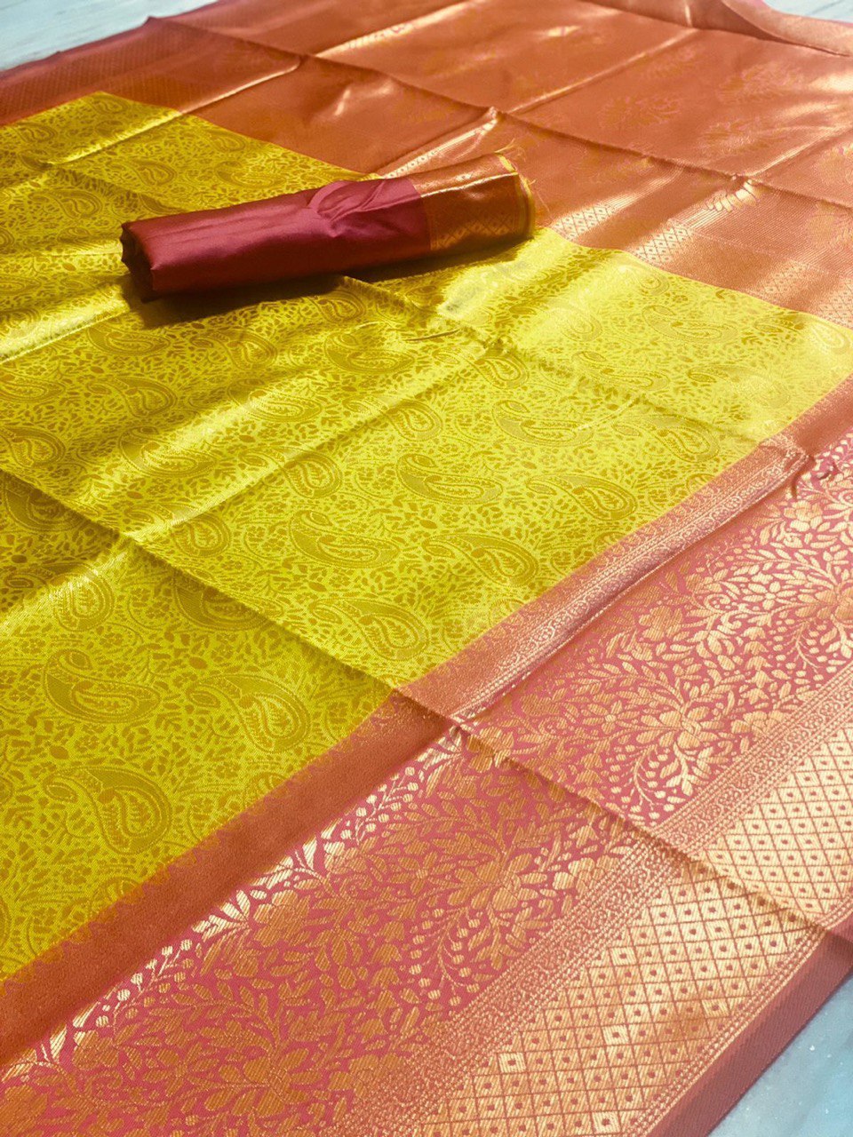 Banarasi Soft Silk Fabric With Kadwa Technique by Icultuer