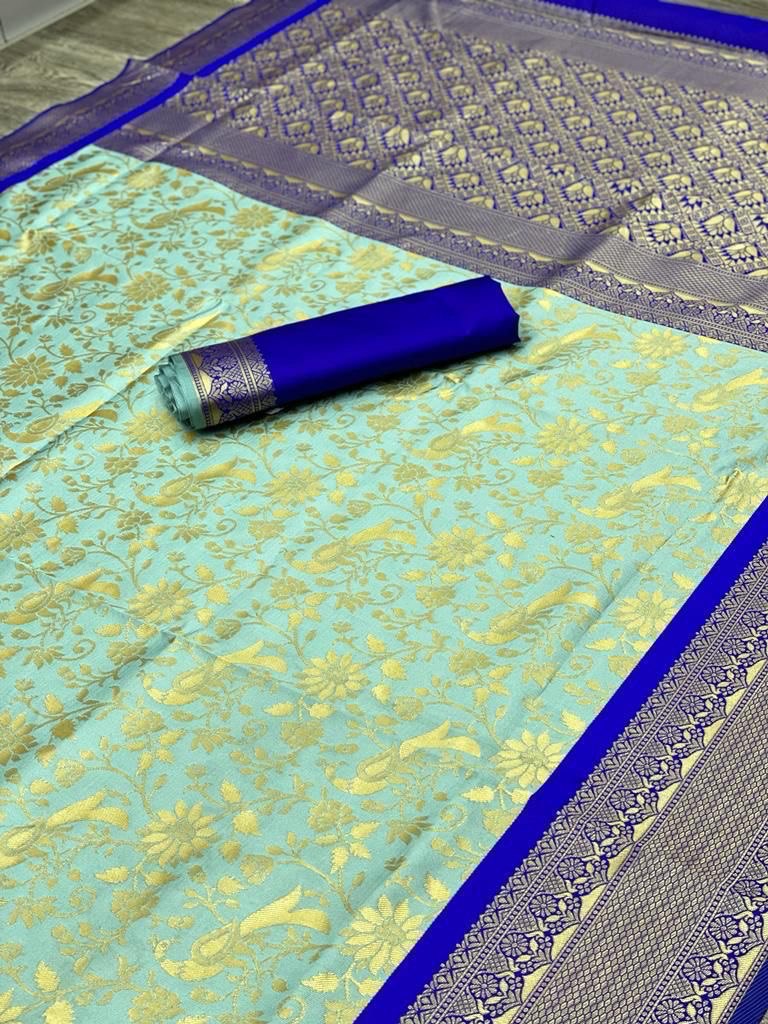 Banarasi Soft Silk Fabric With Kadwa Technique by Icultuer