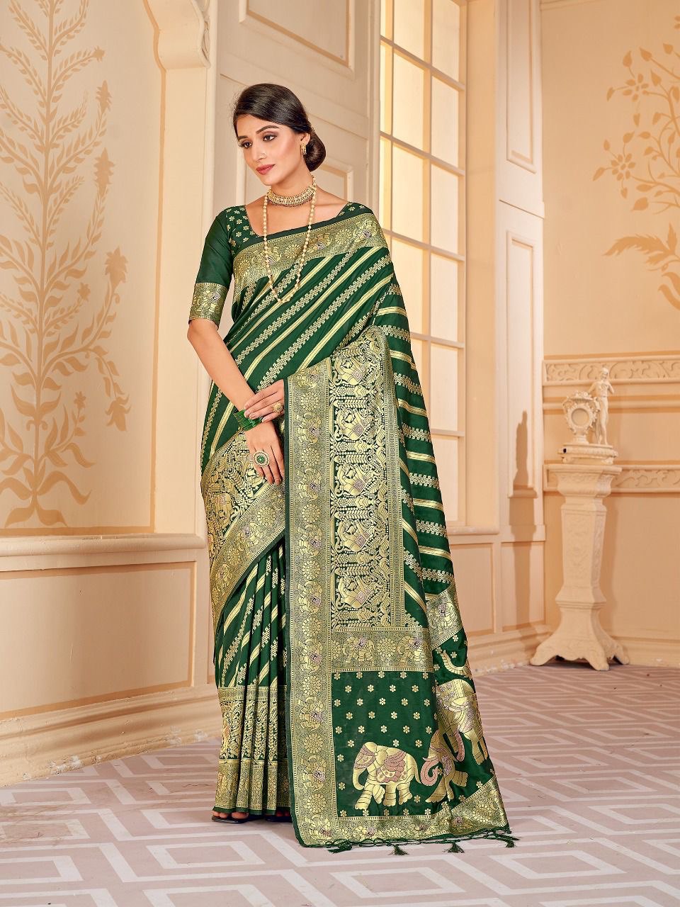 Green Paithani Pure Soft Silk by Icultuer With Rich Pallu