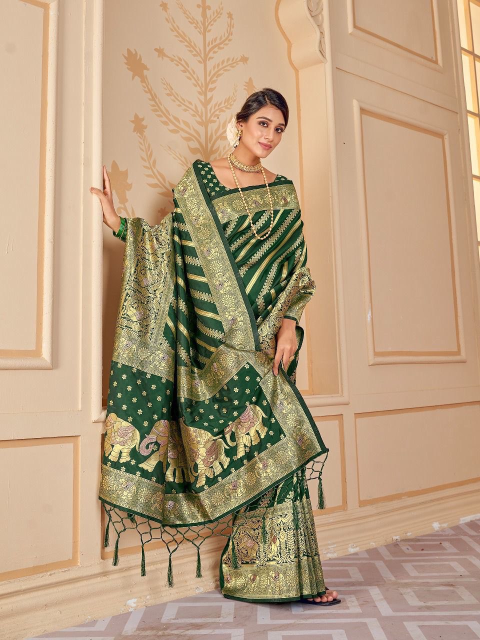 Green Paithani Pure Soft Silk by Icultuer With Rich Pallu