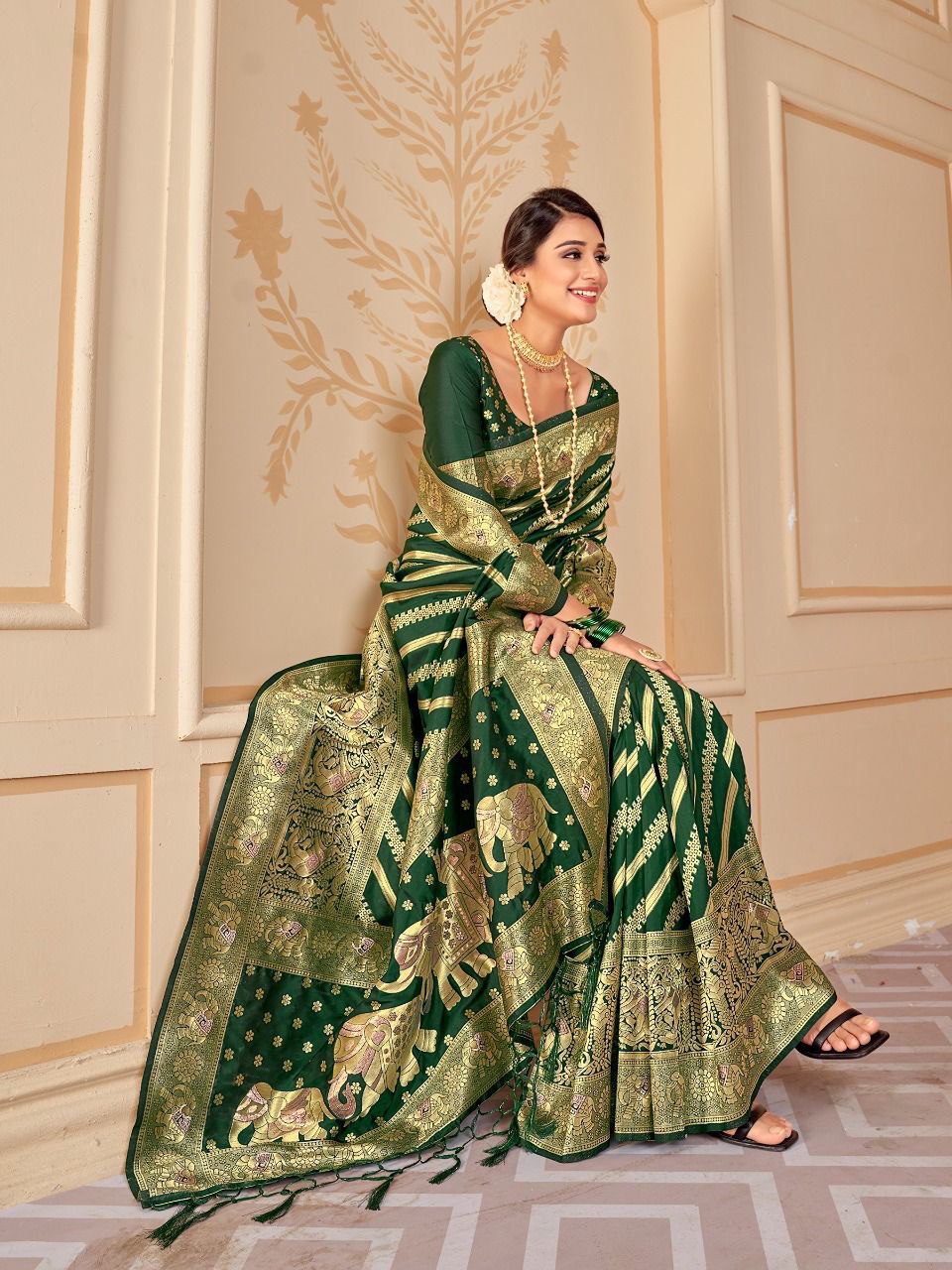 Green Paithani Pure Soft Silk by Icultuer With Rich Pallu