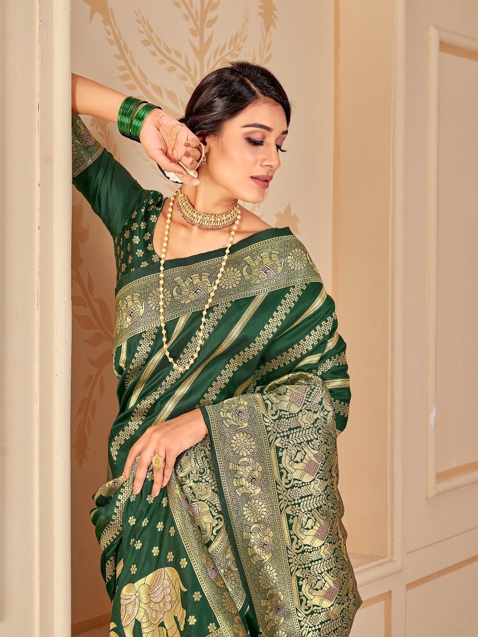 Green Paithani Pure Soft Silk by Icultuer With Rich Pallu