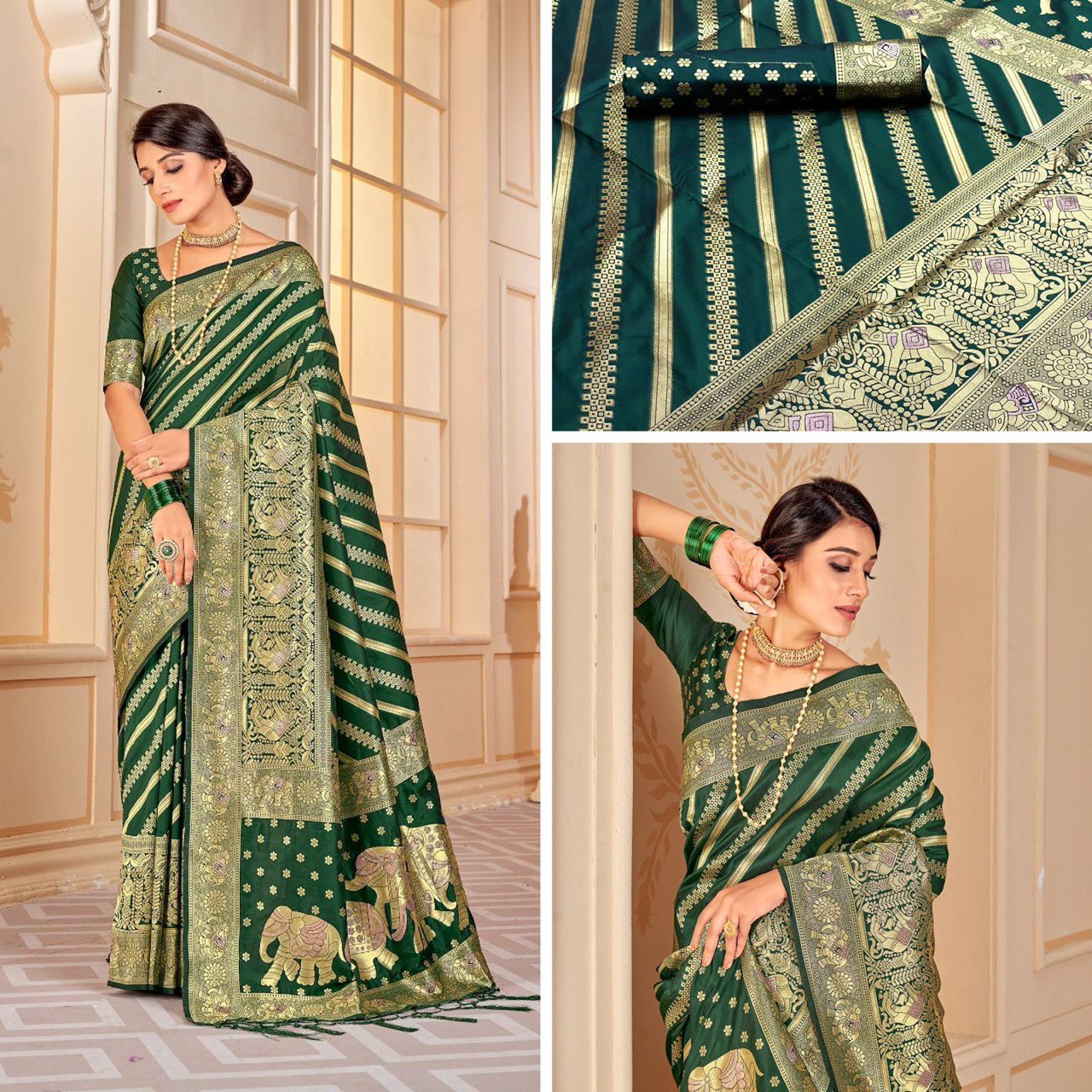 Green Paithani Pure Soft Silk by Icultuer With Rich Pallu