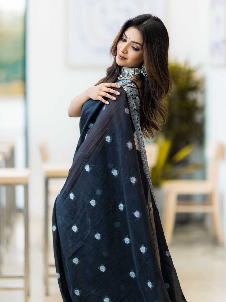 Luxuries Zari Woven Bollywood Cotton Linen by Icultuer