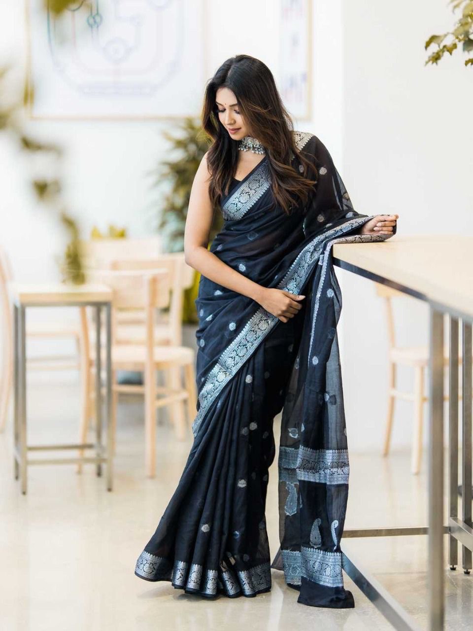 Luxuries Zari Woven Bollywood Cotton Linen by Icultuer